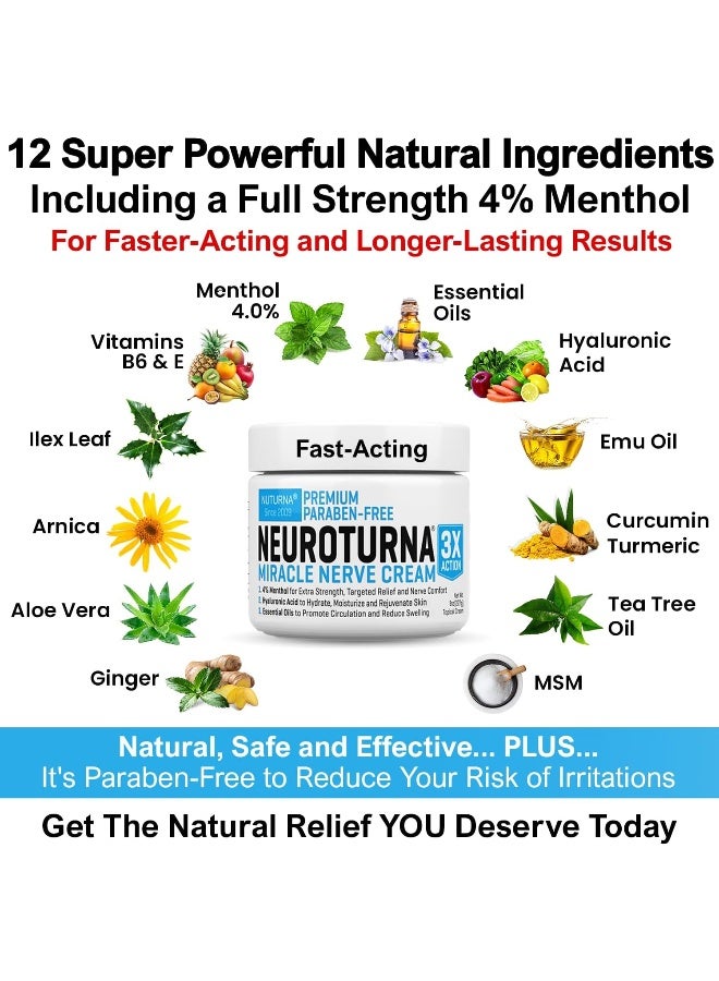Nuturna Neuropathy Cream - Maximum Strength Relief Cream for Feet, Hands, Legs, Toes, Support - Large 4 oz Ultra Strength Arnica, MSM, Menthol, Soothing, Fast-Acting - Image 5